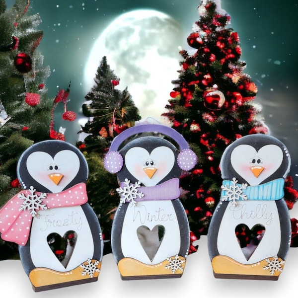 Premade "Chilly"  Penguin Votive Candle