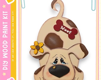 DIY Dog Shelf Sitter with Stand | Farmhouse Wood Decor Kit | Paint Party Craft | Cute Puppy Decor