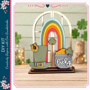 DIY Interchangeable Arched Window St Patricks Shelf Sitter Insert – Seasonal & Holiday Designs
