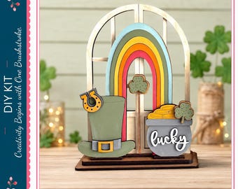DIY Interchangeable Arched Window St Patricks Shelf Sitter Insert – Seasonal & Holiday Designs