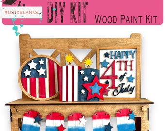 Interchangeable Inserts for Bench Style Display, Happy 4th of July Bench Insert Set