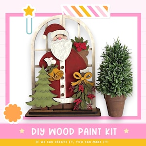 DIY Interchangeable Arched Window Christmas Santa Shelf Sitter Insert – Seasonal & Holiday Designs