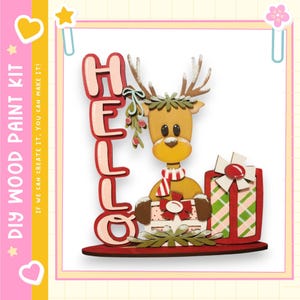 DIY Reindeer Shelf Sitter: Wood Paint Kit (11.2x11.5&quot;)
