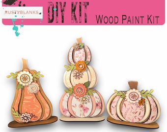 Fall Pumpkin Shelf Sitters: DIY Wood Decor Kit