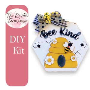Bee Kind Door Hanger: Unfinished DIY Wood Craft Kit