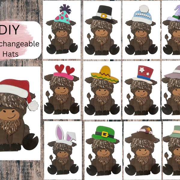 Interchangeable Highland Cow Hats: DIY Fence/Post Inserts