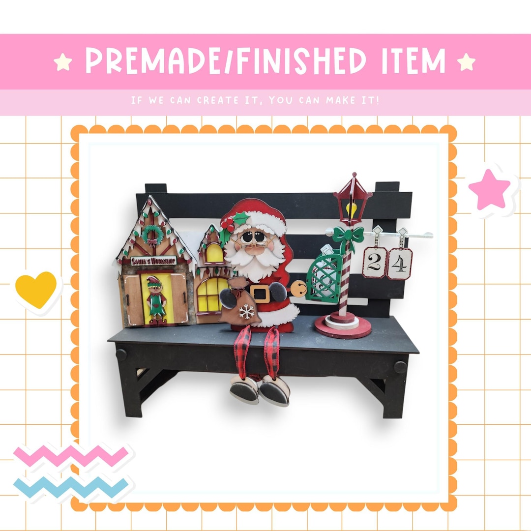 Santa Insert Interchangeable Inserts for Bench Style Display, Premade for You, Santa ...