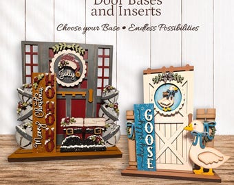 Interchangeable Door Wood Kit – Many insert sets to choose from - Tiered Tray Decor Base with Porch