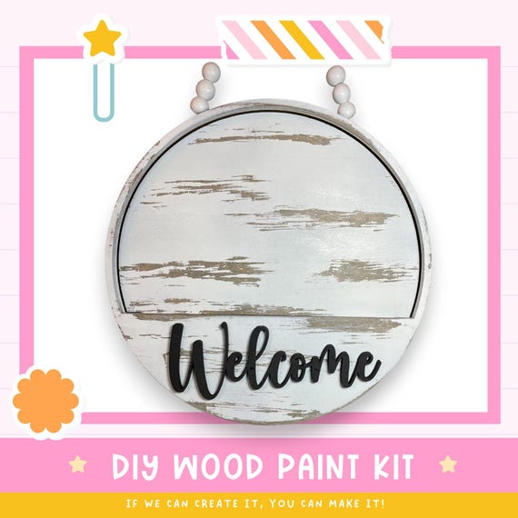 DIY Welcome Sign Kit:Round Interchangeable Door Hanger