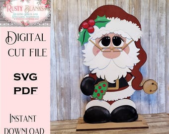 Standing Santa SVG File: Christmas Cookie Porch Greeter (Digital Download)