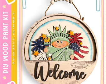 Statue of Liberty  Door Hanger Insert: DIY Interchangeable Round (105 inch)