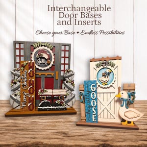 Interchangeable Door Wood Kit – Many insert sets to choose from - Tiered Tray Decor Base with Porch