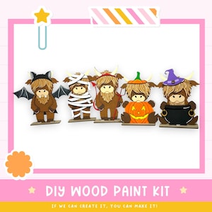 DIY Standing Halloween Highland Cow | Wood Paint Kit | Halloween Shelf Sitter Decor