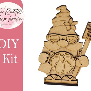 Surfs Up Gnome Shelf Sitter, DIY Gnome kit, Tiered Tray Decor