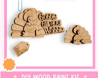 Gobble Til You Wobble Basket Insert: Unpainted Wood Craft Kit