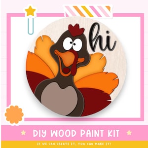 Fall Thanksgiving Front Door Hanger Decor, Hi Turkey Thanksgiving greeter