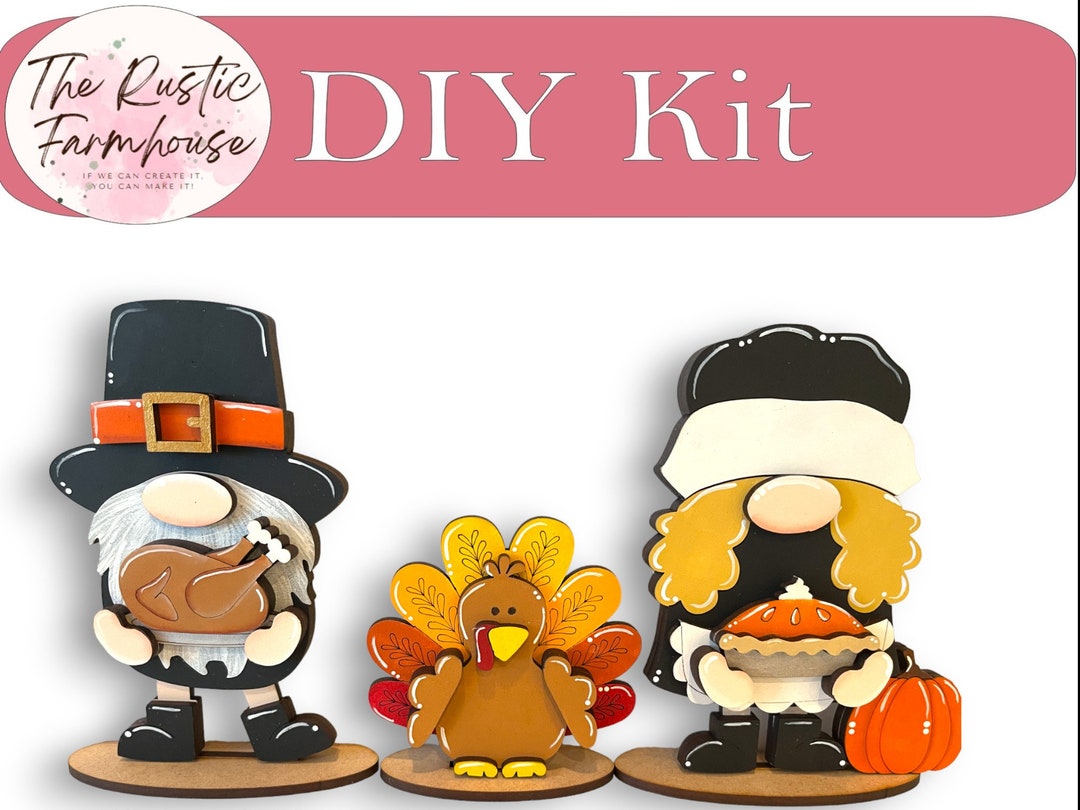 Thanksgiving Gnome Shelf Sitter, Pilgrim Tiered Tray Decor DIY - Etsy