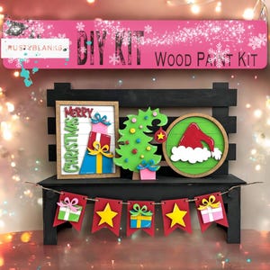 Christmas Bench Insert Set: Crooked Tree Decor, Interchangeable Display