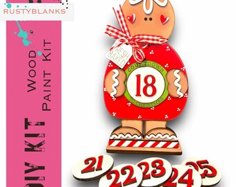 DIY Unpainted Gingerbread Countdown with Storage Box – Christmas Countdown Kit