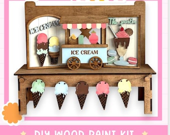 DIY Ice Cream Parlor Bench Insert Set: Unfinished Wood Craft Kit