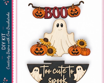 Inserciones para letreros de Halloween "Boo Ghost" para nuestro kit de manualidades DIY con bases redondas y de etiquetas intercambiables.