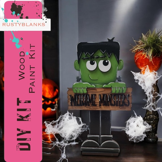 DIY Frankenstein Wood Paint Kit: Halloween Welcome Monster Decor