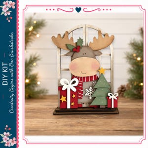 DIY Interchangeable Arched Window Christmas Moose Shelf Sitter Insert – Seasonal & Holiday Designs