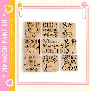 DIY Reindeer Interchangeable Leaning Ladder Tile Set: Tiered Tray Decor