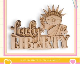 Lucky Liberty DIY Wood Paint Kit – Lady Liberty Shelf Sitter – July 4th Craft Kit – Patriotic Decor  – Kids & Adult Craft