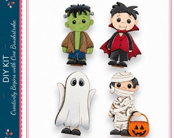 Halloween Shelf Decor Halloween Shelf Sitters Rustic Halloween Decor Mini Halloween Figures Whimsical Halloween Decor Halloween Gift