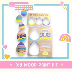 DIY Easter Egg Painting Kit – Laser Cut Wood Blanks for Kids – Color Your Own Easter Eggs – Easter Craft Kit – Wooden Easter Decor