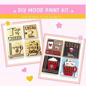 Winter Hot Cocoa DIY Wood Sign Kit: Farmhouse Tiered Tray Decor