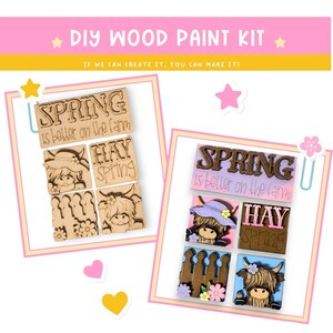 Mini Interchangeable Spring Highland Cow Tiles DIY Kit