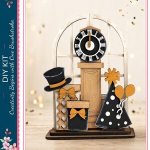 DIY Interchangeable Arched Window New Years Shelf Sitter Insert – Seasonal & Holiday Designs
