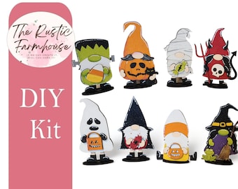 Halloween Gnome Shelf Sitters, DIY Gnome kit, Tiered Tray Decor, Two Sizes