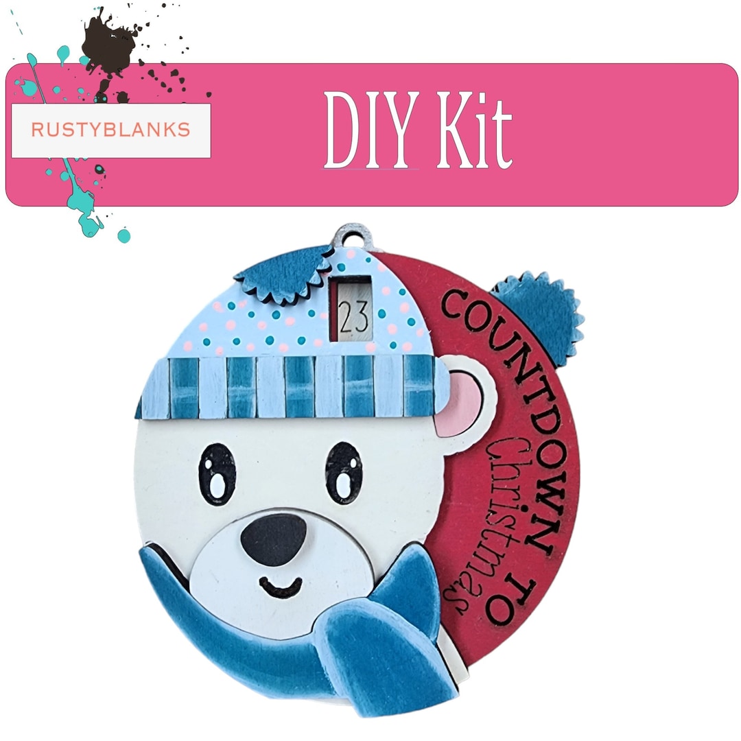 Polar Bear Countdown Christmas Ornament - Pom Pom Lever Sliding Turning ...