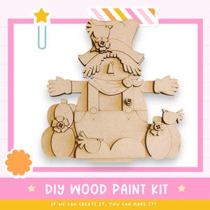 Scarecrow Shelf Sitter | DIY Fall Wood Paint Kit | Rustic Autumn Harvest Décor