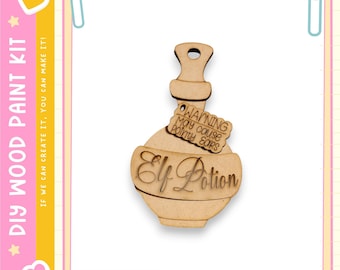 Elf Potion Ornament, Funny Christmas Ornament, DIY Wood Paint Kit
