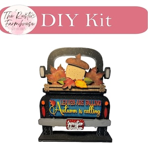 Interchangeable Farmhouse Autumn Leaves Truck Insert,  Seasonal Truck, DIY Truck Kit, Interchangeable Farmhouse Truc  DIY Kit