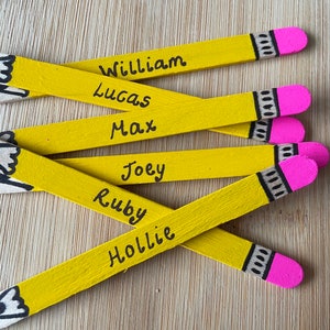 Class set of Pencil Lollipop Sticks - Personalised