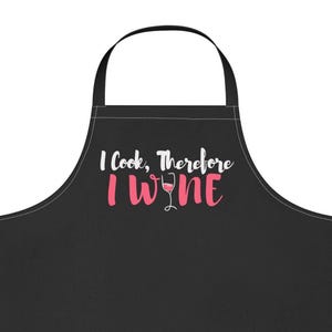 I Cook Therefore I Wine Apron, Funny Cooking Apron, Gift for Mom, Hostess Gift, Kitchen Apron, Foodie Gift, Mother&#39;s Day Apron, BBQ Apron