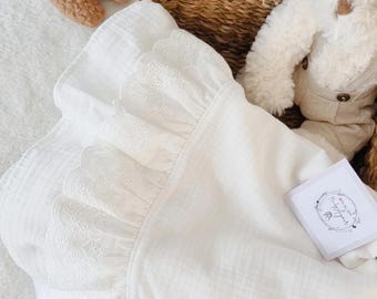 Neugeborenen Swaddle Decke, Baby-Dusche-Geschenk, Neugeborenen Krankenhaus Outfit, Bio Baumwolle Musselin, Rüschen Musselin Wrap, Baby-Dusche-Geschenk