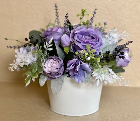 Shabby Chic Rose & Peony Centerpiece Roses and Lilac Floral - Etsy