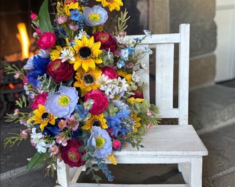 Shabby Chic Garden Chair Arrangement, Wildflower Porch Decor