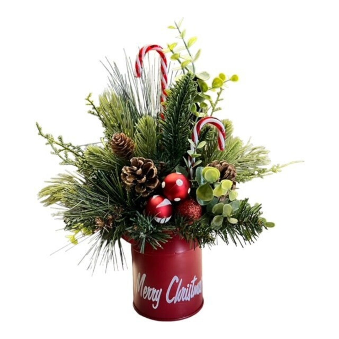 Farmhouse Christmas Arrangement Red Milk Can Holiday Floral - Etsy