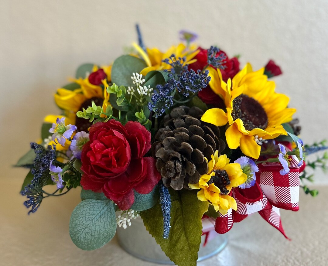 Dining Table Centerpiece Farmhouse Sunflower Round Etsy