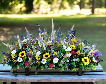 Farmhouse Wildflower Centerpiece, Dining Table, Centerpiece, Country Floral, Table Top Floral, Oval Arrangement, Farmhouse Decor