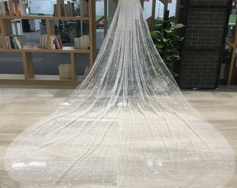 Dreamy Sparkly Veil Wedding, Silver Starry Bridal Veil, Veil Wedding Cathedral, One Tier Veil With Comb, Bridal Veil Royal, Star light Veil