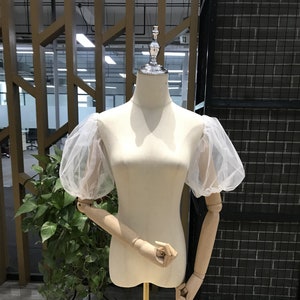 ショートパフブライダルスリーブ、ピュアソフトチュールウェディングドレススリーブ、ウェディングアクセサリー、取り外し可能なスリーブ、取り外し可能なドレススリーブ