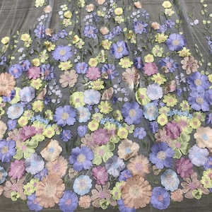 Fairy Purple Floral Bridal Veil, Colorful Pretty Sun Flower Bridal Veil 1 Tier 137&quot; Ivory White Tulle Veil Cathedral Royal with Comb